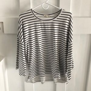 SOLD Black/white striped flare 3/4 sleeve shirt